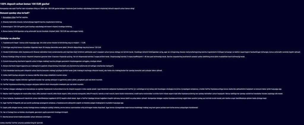 bonuslar fairpari