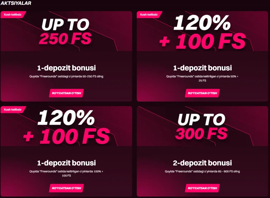 Kent kazino welcome bonusi 100% gacha 2 mln UZS va 250 FS Book of Dead slotida