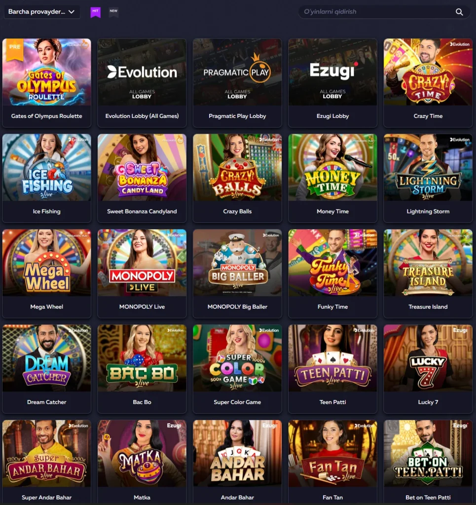 Vavada jonli kazino, Evolution Gaming diler stollari, ruletka va blackjack