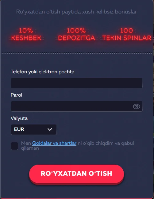 Vavada roʻyxatdan oʻtish jarayoni, 3 qadamda akkaunt yaratish va valyuta UZS tanlash