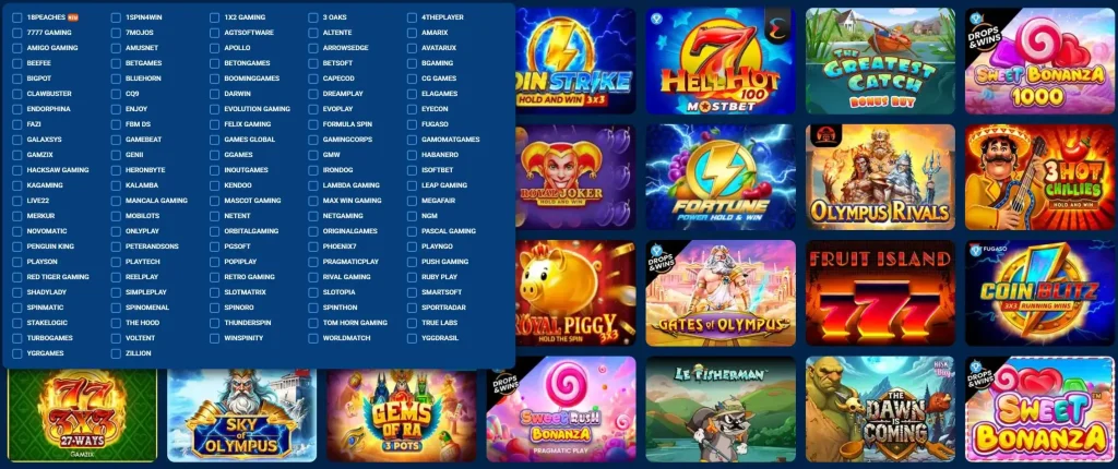 Mostbet kazino slot oʻyinlari katalogi, 3000+ slot Pragmatic, NetEnt va Playn GO provayderlaridan