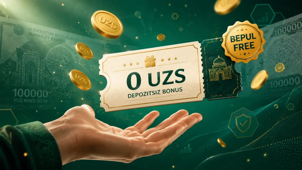 Depozitsiz pul ishlash &mdash; 0 UZS depozitsiz bonus kuponi va UZS tangalar, pulsiz daromad ramzi 2026